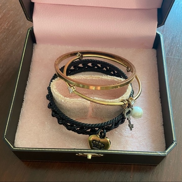 Authentic Juicy Couture Bangle Bracelet Set w/ Juicy Jewelry Box - Picture 1 of 8